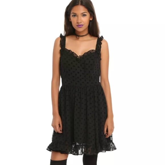 Royal Bones Dresses & Skirts - Royal Bones By Tripp Black Flocked Skull Dress